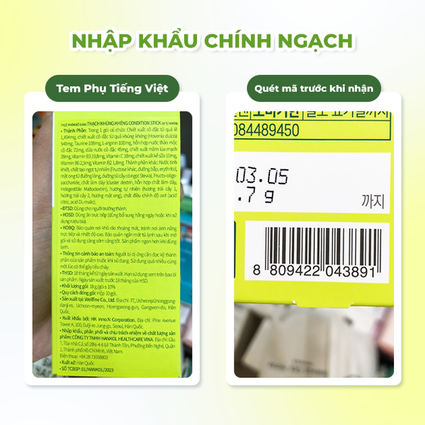Kolmar Thạch Giải Rượu Chiết Xuất Khúng Khéng Vị Nguyên Bản 10 Gói