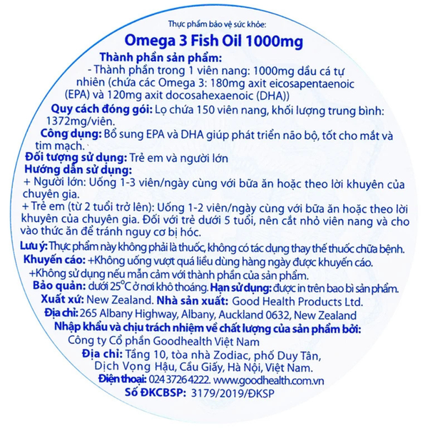 Goodhealth Omega 3 Fish Oil 1000mg Viên Uống Dầu Cá