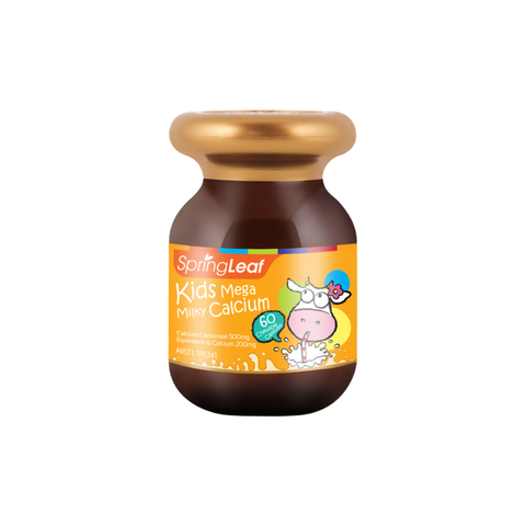 SpringLeaf Viên Nhai Bổ Sung Canxi Cho Bé Premium Kids Mega Milky Calcium 60 Viên