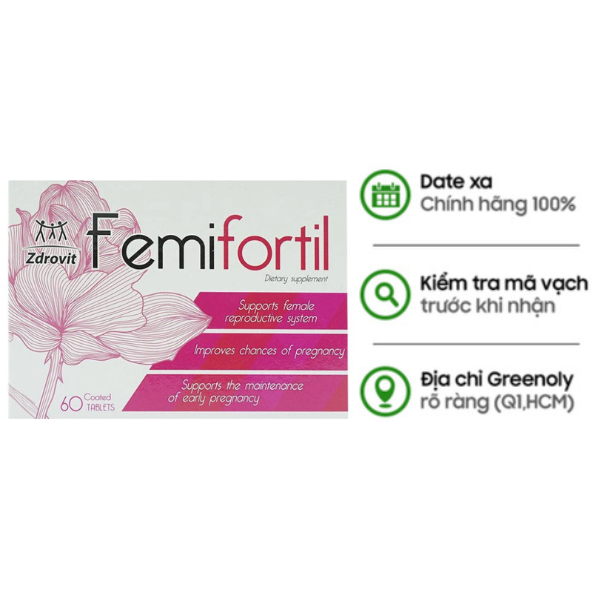 Femifortil Viên Uống Bổ Trứng Tăng Khả Năng Thụ Thai 60 Viên