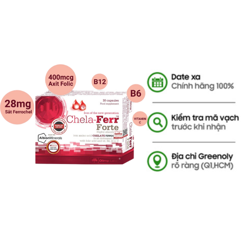 Olimp Labs Viên Uống Chela Ferr Forte Bổ Sung Sắt, Hỗ Trợ Cải Thiện Thiếu Máu Hộp 30 Viên