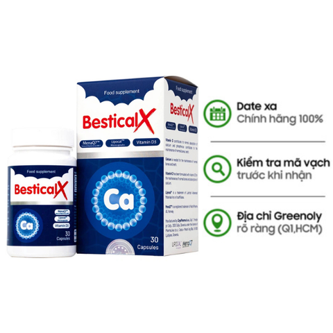 Bestical X Viên Uống Bổ Sung Canxi, Vitamin D3, K2 Hỗ Trợ Xương Và Rắng Chắc Khỏe Cho Trẻ Từ 8 Tuổi Hộp 30 Viên