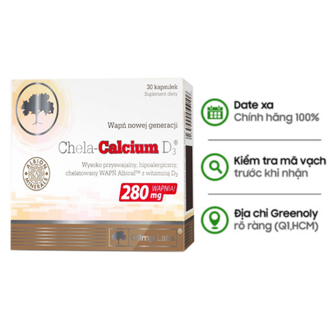 Olimp Labs Viên Uống Chela Canxi D3 280mg Bổ Sung Canxi Và Vitamin D3 Giảm Nguy Cơ Loãng Xương Hộp 30 Viên