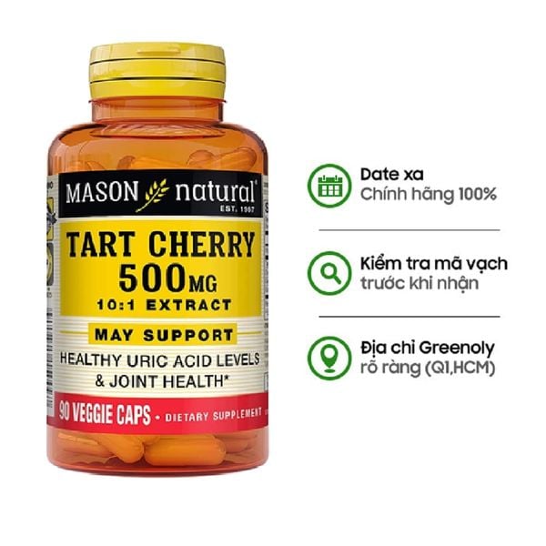 Mason Natural Viên Uống Cải Thiện Gout Tart Cherry 500mg 90 Viên