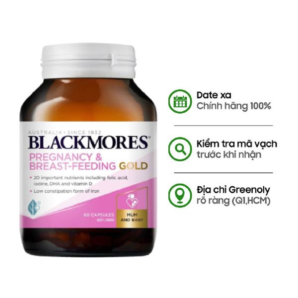 Blackmores Viên Uống Bổ Sung Vitamin Tổng Hợp Cho Mẹ Bầu Pregnancy Gold 60 Viên