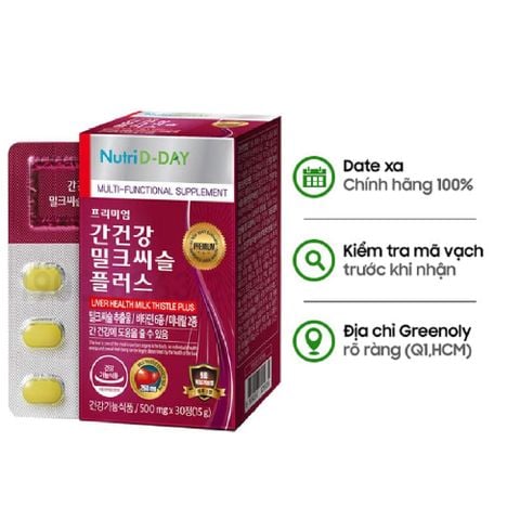 Nutri D-Day Viên Uống Bổ Gan, Thải Độc PREMIUM Liver Health Milk Thistle 30 Viên