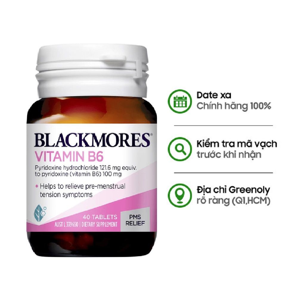 Blackmores Viên Uống Bổ Sung Vitamin B6 100mg 40 Viên Greenoly