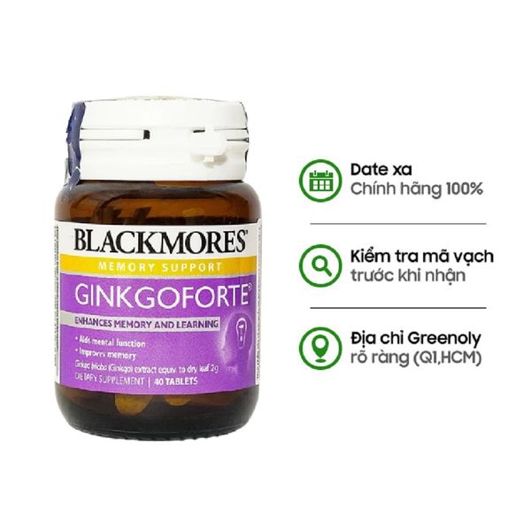 Blackmores Viên Uống Hỗ Trợ Tăng Cường Trí Nhớ Chiết Xuất Bạch Quả Ginkgo Forte 40 viên