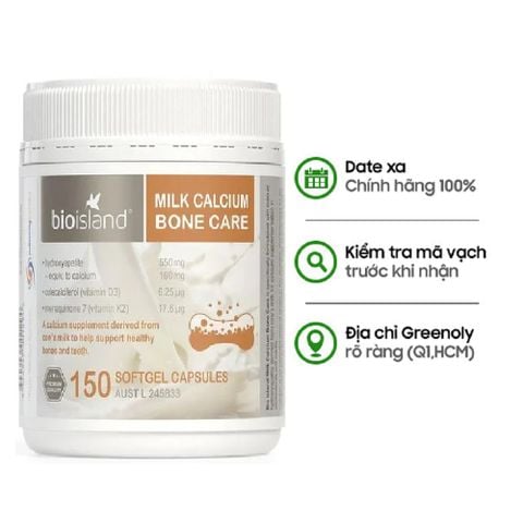 Bio Island Viên Uống Bổ Sung Canxi Milk Calcium Bone Care 150 Viên