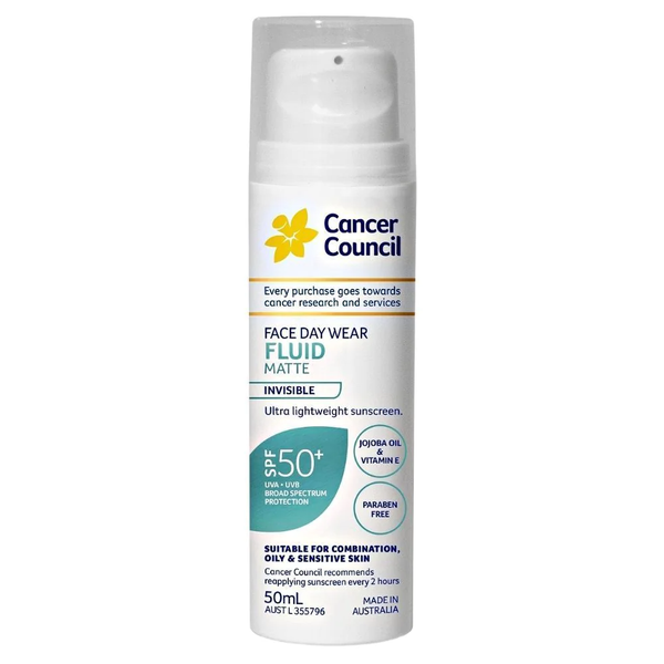 Cancer Council Sữa Chống Nắng Kiềm Dầu Hằng Ngày Invisible Fluid Matte SPF50+ 50ml