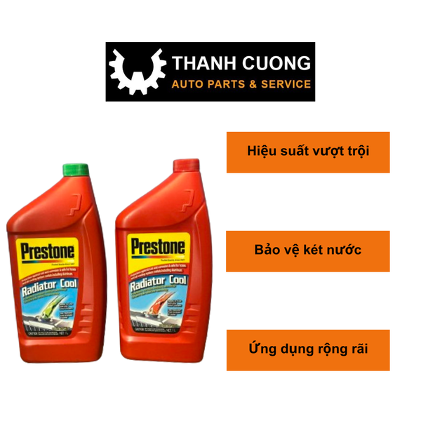  Nước Làm Mát, Nước Giải Nhiệt Két Nước Động Cơ Xe Ô tô Du lịch Màu Xanh, Đỏ...Loại Xịn Thương Hiệu Mỹ Prestone Chai 1lít 