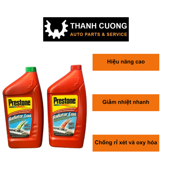  Nước Làm Mát, Nước Giải Nhiệt Két Nước Động Cơ Xe Ô tô Du lịch Màu Xanh, Đỏ...Loại Xịn Thương Hiệu Mỹ Prestone Chai 1lít 