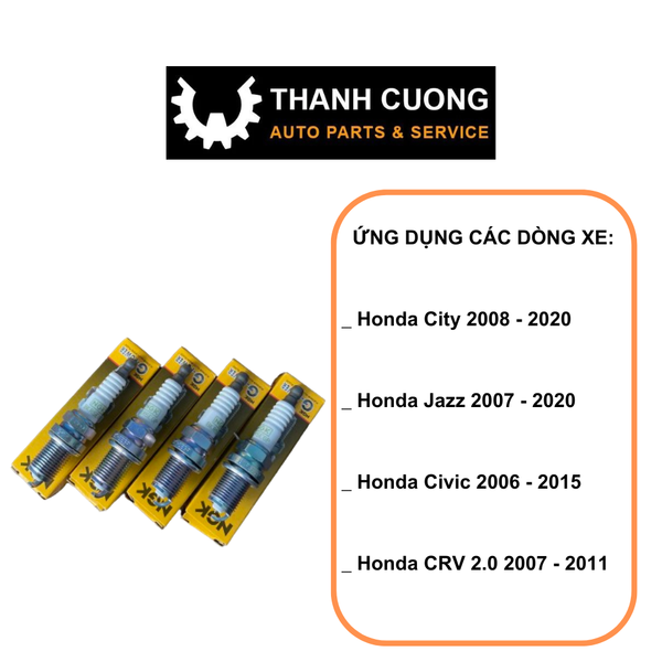  Bugi Đánh Lửa Xe HONDA CITY,  CIVIC, JAZZ, CRV...Loại Xịn NGK Chân Bạch Kim Platinium (MÃ:BKR5EGP ) 