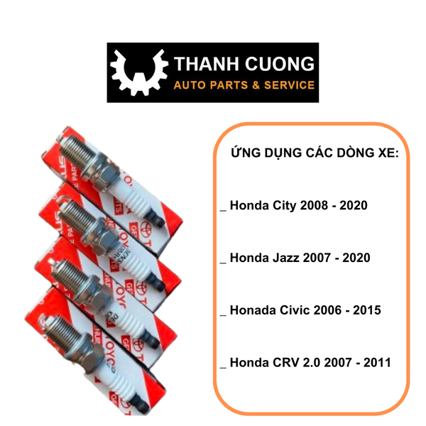  Bugi Đánh Lửa Xe HONDA CITY,  CIVIC, JAZZ, CRV...Hàng Denso Chân Than 90919-T1002 (MÃ:K16R-U ) 