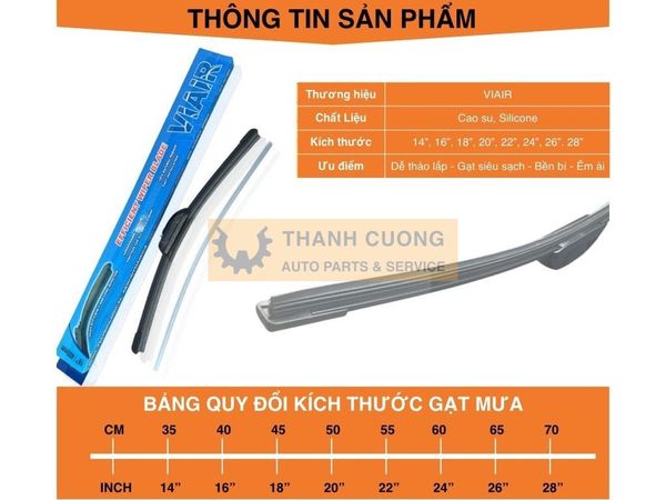  GẠT MƯA KHÔNG XƯƠNG SILICONE CAO CẤP VIAIR 