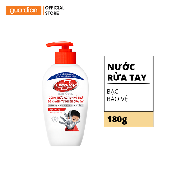 Nước Rửa Tay Lifebuoy Bạc Bảo Vệ Khỏi Vi Khuẩn 180G