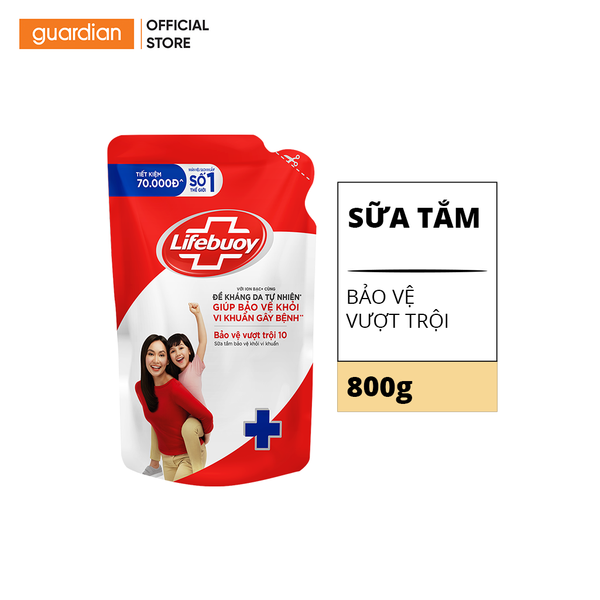 Sữa Tắm Bảo Vệ Vượt Trội Lifebuoy Dạng Túi 800G