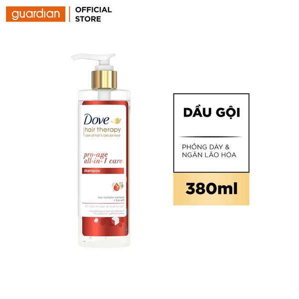 Dầu Gội Giúp Tóc Trông Dày Hơn & Làm Chậm Lão Hoá Dove Hair Therapy Pro-Age All-In-1 Care 380Ml