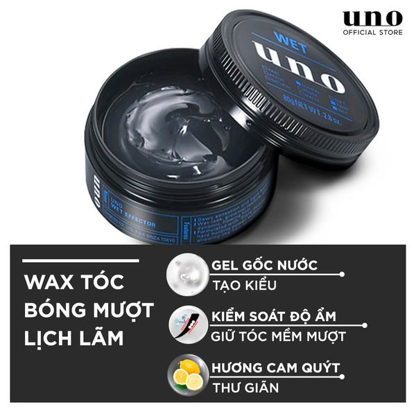 Sáp Vuốt Tóc Tạo Kiểu Bóng Mượt Lịch Lãm Wet Effector Uno 80Gr