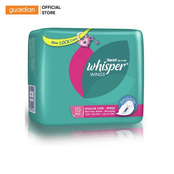 Băng Vệ Sinh Whisper Mặt Lưới Có Cánh Cho Ngày Thường Dòng Cơ Bản 23Cm Gói 10 Miếng