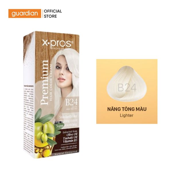  Kem Nhuộm Tóc Cao Cấp Chiết Xuất Olive X.Pros Premium Hair Color Cream #B24 Nâng Tông 60ml 