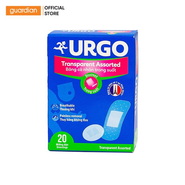 Băng Cá Nhân Trong Suốt Transparent 4 Kích Cỡ Urgo 20 Miếng