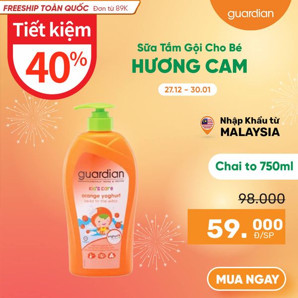 Sữa Tắm Gội Cho Bé Orange Yoghurt Hương Cam Guardian 750Ml