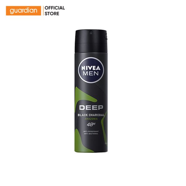 Xịt Ngăn Mùi Than Đen Hương Rừng Amazon Nivea Men 150Ml