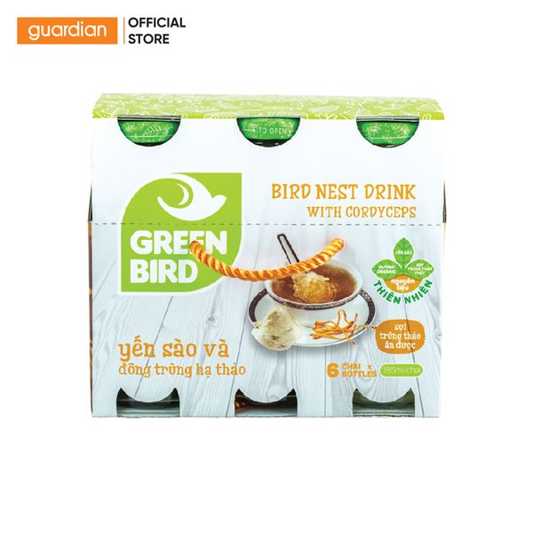 Yến Sào Đông Trùng Hạ Thảo Green Bird 185Ml X 6 Chai