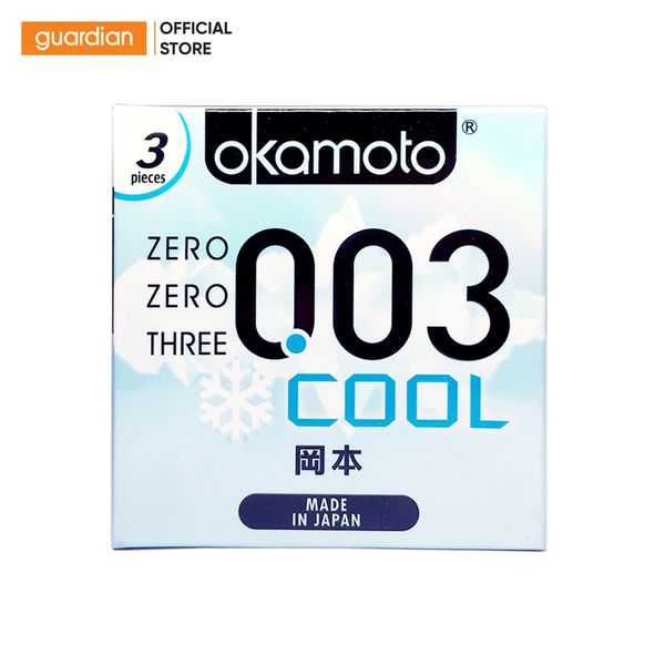 Bao Cao Su Siêu Mỏng Bóng Láng Mát Lạnh 0.03 Cool Okamoto Hộp 3C