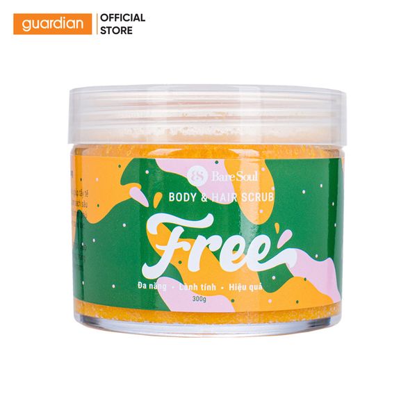 Muối Tắm Gội Tẩy Tế Bào Da Đa Năng Cho Tóc Và Cơ Thể BareSoul Free Body & Hair Scrub 300Gr