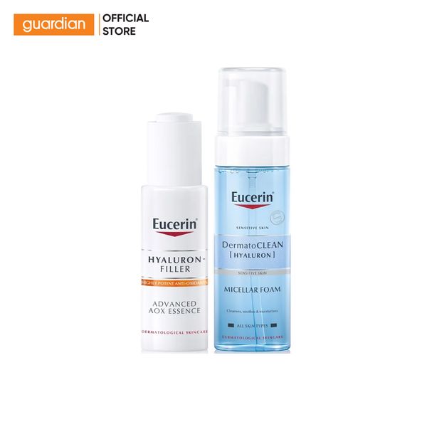 Combo Hyaluron Cấp Ẩm Với Tinh Chất Hyaluron-Filler Advanced Aox Giảm Dấu Hiệu Lão Hóa Eucerin 30Ml Và Bọt Tẩy Trang Dermatoclean Eucerin 150Ml