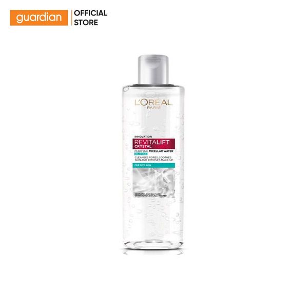 Nước Tẩy Trang L’Oréal Paris Revitalift Crystal Purifying Micellar Water Cho Da Dầu 400Ml