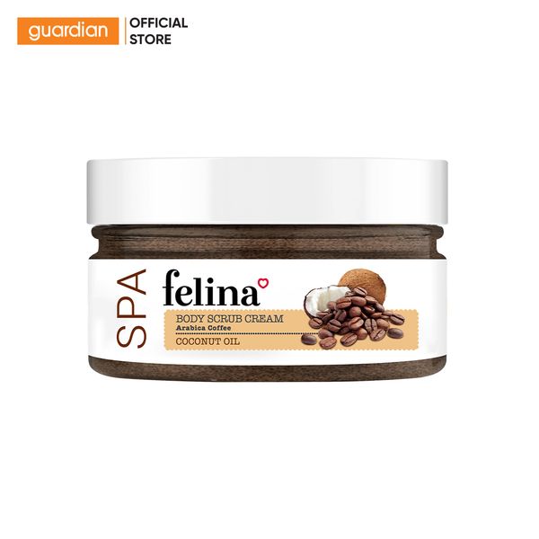 Kem Tẩy Tế Bào Da Felina Body Scrub Cream Hạt Cà Phê Và Tinh Dầu Dừa 220G