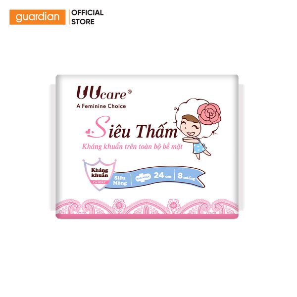 Băng Vệ Sinh Uucare Young Girl Siêu Thấm Ban Ngày 24Cm Gói 8 Miếng