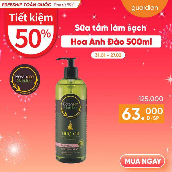 Sữa Tắm Làm Sạch Botaneco Trio Oil Gentle Cleansing Chiết Xuất Hoa Anh Đào 500Ml