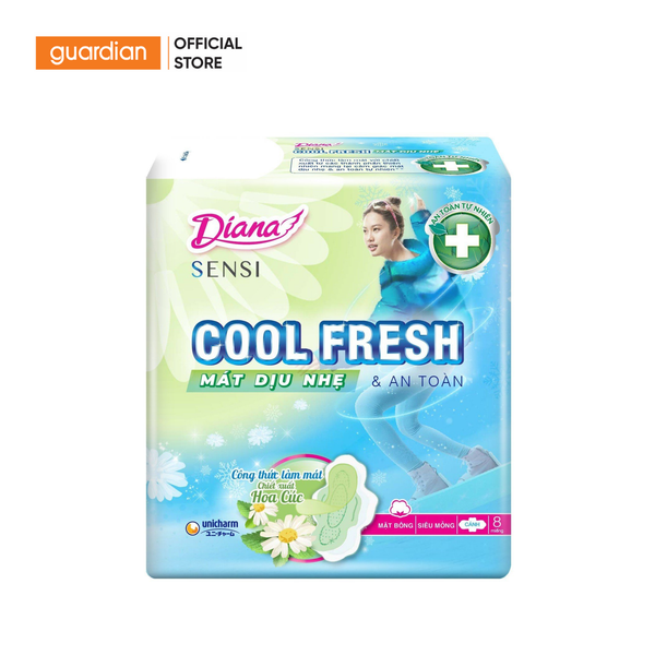 Băng Vệ Sinh Diana Sensi Cool Fresh Mát Dịu Siêu Mỏng Cánh 8 Miếng