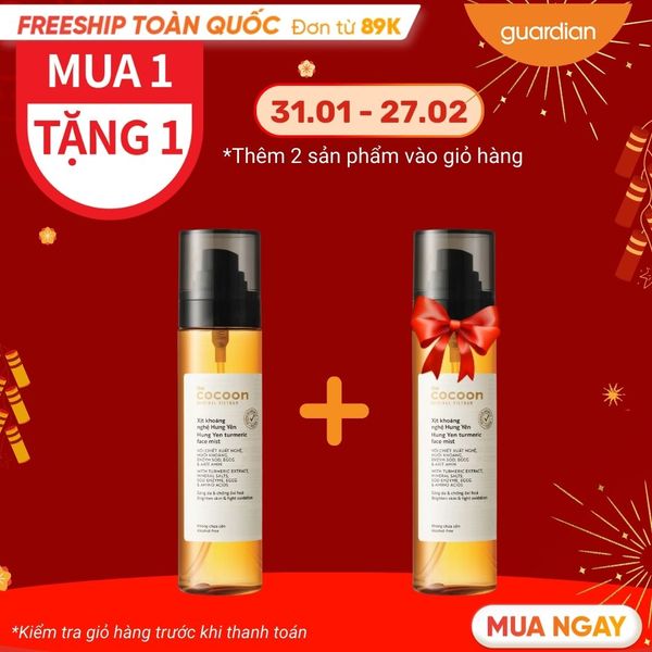 Xịt Khoáng Nghệ Hưng Yên Giúp Hỗ Trợ Sáng Da Và Hỗ Trợ Làm Chậm Quá Trình Oxy Hóa Cocoon Turmeric Face Mist 130Ml