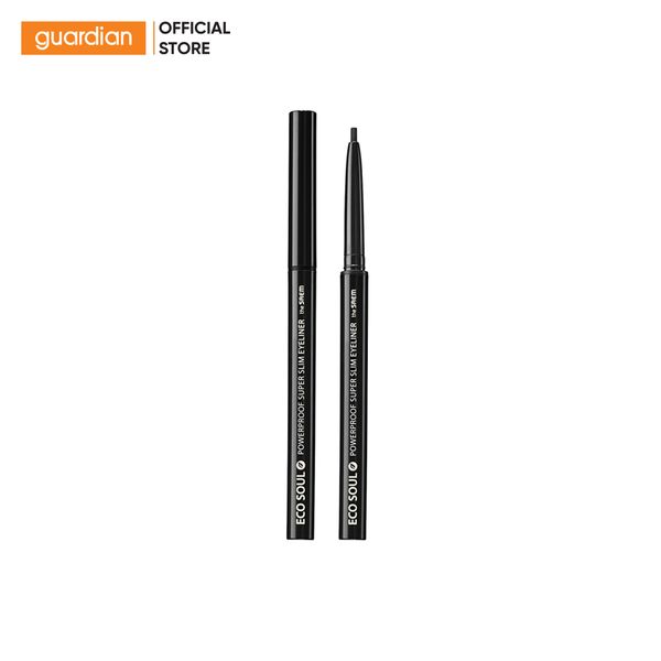 Bút Kẻ Mắt Chống Nước The Saem Eco Soul Powerproof Super Slim Eyeliner Bk01 Black - Màu Đen 0,1Gr