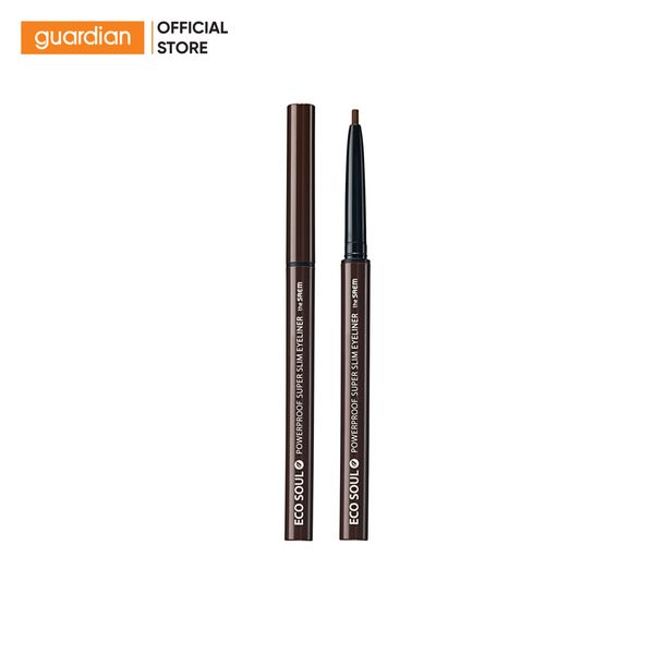 Bút Kẻ Mắt Chống Nước The Saem Eco Soul Powerproof Super Slim Eyeliner Br01 Thrill Brown Màu Nâu 0,1Gr
