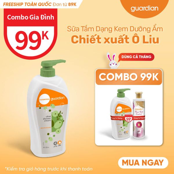 Sữa Tắm Dạng Kem Dưỡng Ẩm Guardian Essential Olive Moisturising Shower Cream Chiết Xuất Ô Liu 1000Ml