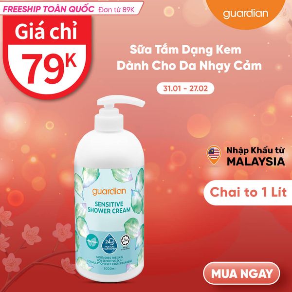 Sữa Tắm Dạng Kem Guardian Sentitive Shower Cream Dành Cho Da Nhạy Cảm 1000Ml
