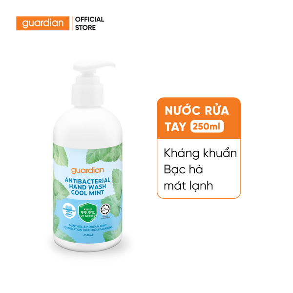 Nước Rửa Tay Kháng Khuẩn Guardian Antibacterial Handwash Cool Mint Bạc Hà Mát Lạnh 250Ml