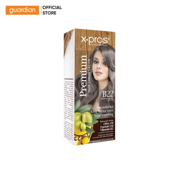 Kem Nhuộm Tóc Cao Cấp Chiết Xuất Olive X.Pros Premium Hair Color Cream #B22 Màu Xám Khói 60ml