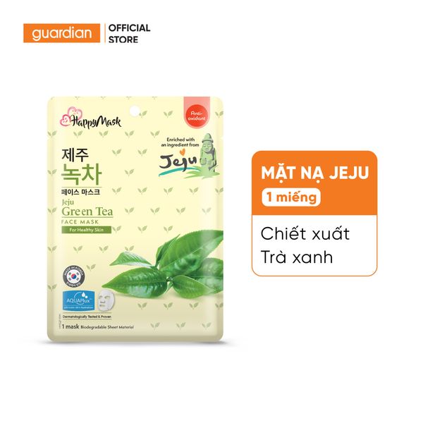 Mặt Nạ Hỗ Trợ Làm Chậm Quá Trình Oxy Hóa Happy Mask Jeju Green Tea Face Mask For Healthy Skin Chiết Xuất Trà Xanh 25Ml