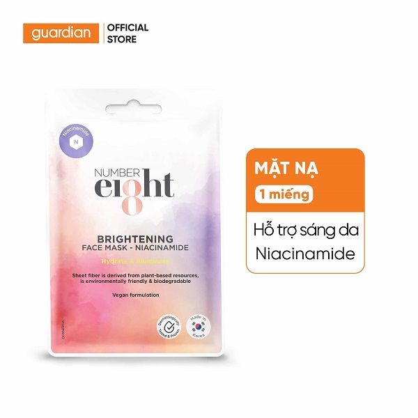 Mặt Nạ Hỗ Trợ Sáng Da Number Eight Brightening Face Mask Niacinamide Hydrate & Illuminate Giúp Cấp Ẩm Da 23Ml