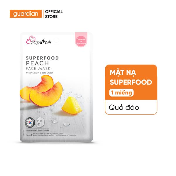 Mặt Nạ Dưỡng Ẩm Happy Mask Superfood Peach Face Mask Peach Extract & Beta-Glucan Chiết Xuất Đào 25Ml