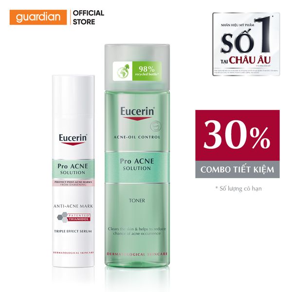 Combo Tinh Chất Giảm Thâm Mụn Hỗ Trợ Sáng Da Pro-Acne Anti-Acne Mark Eucerin 40Ml Và Nước Hoa Hồng Pro-Acne Toner Eucerin 200Ml