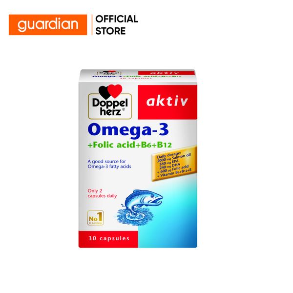 Viên Uống Bổ Sung Omega-3 Doppel Herz Folic Acid B6 B12 30 Viên