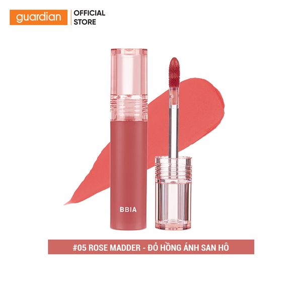 Son Kem Lì Bbia Water Velvet Tint #05 Rose Madder Đỏ Hồng Ánh San Hô 2,9Gr